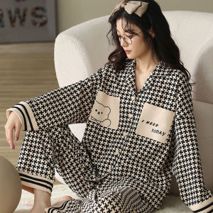 Cardigan Long Sleeve Pants Pajamas Suit Girls Spring and Autumn Casual Loose K-style Cartoon Sweet Cute Loungewear