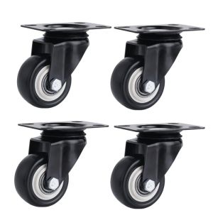 4Pcs/Pack 1.5" Heavy Duty Caster Wheels with Brakes360 Degree Swivel PU CastorSilent Roller for Furniture & Industrial Trolley