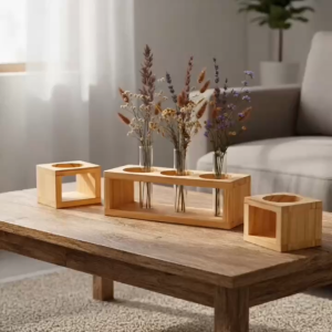 Khay Gỗ Decor Để Bàn Trưng Bày Bình Hoa Nến Thơm Gỗ Thông Cao Cấp