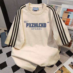 Pure Cotton American Raglan Sleeve Three Bars Short Sleeve T-shirt Female 2024 Summer New Arrival K-style Retro Hip Hop Top Tide