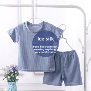 JIFANPAUL | Icy Silk Fashion Childrens Summer Short Sleeve Set