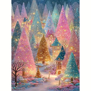 Jigsaw Puzzle 500 1000 1200 2000pcs Magical Pink Forest With Glowing Trees For Adults Stress Relief Puzzle Fun Present