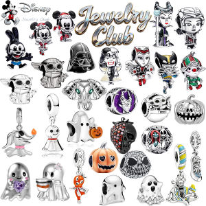 จี้ห้อยข้อมือแฟชั่นสำหรับฮาโลวีน ของขวัญ ดิสนีย์ คริสต์มาส เอลฟ์ ปีศาจฟักทอง และจั๊ค สกัล เหมาะสำหรับใส่กับสร้อยข้อมือเงินแท้