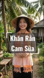 Khăn Rằn Nam Bộ Cao Cấp Màu Cam Trắng