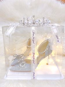 Elegant Crystal High Heels Womens Shoe Two-Way Wear Wedding Shoes Pointed Toe Thin Heel Butterfly Knot Single Shoe Fashionable