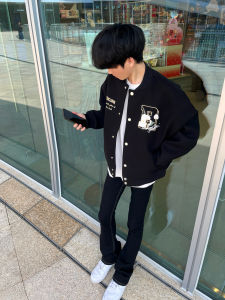 เสื้อแจ็คเก็ตเบสบอลปักลายตัวอักษรสไตล์ย้อนยุคสไตล์อเมริกัน ทรงหลวม สำหรับผู้ชาย ฤดูใบไม้ผลิและฤดูใบไม้ร่วง 2025