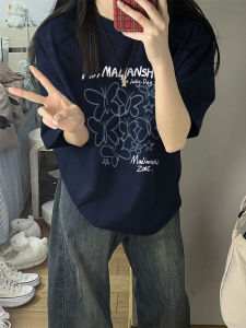 Pure Cotton American Style Short Sleeve T-Shirt Womens New Design Sensation Small Crowd Loose High Street Body T-shirt