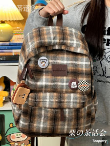 Retro Kẻ Caro Nữ Ba Lô Mùa Thu Mùa Đông Thoải Mái Túi Đeo Vai Kép Du Lịch Dành Cho Học Sinh Trung Học Và Đại Học Túi Mini Đa Năng