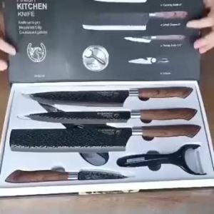 High quality stainless steel multifunctional kitchen knife set 6 pieces of kitchen tools European style Non-stick Coating Kitchen Knife Set 6pcs/gift package/