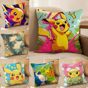 Bandai | Pokemon Adventure Partners Anime Plush Pillow Cover Soft Short Plush Cushion Cover For Sofa Bedroom Home Decor Gift