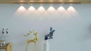 {SG Nextday Delivery}Wireless Metal Casing Ultra Slim Motion Sensor Cabinet Spotlight 3 Color Dimming Night light LED Strip with USB Rechargeable Function for Kitchen Cabinet Foyer Wardrobe or Closet Study Desk etc.