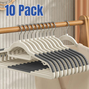 10 Pack Heavy Duty Plastic Clothes Hangers with Non-Slip Design0.2 Inches Thick360°Swivel Hook Space Saving Organizer