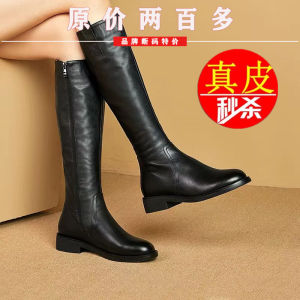 รองเท้าบูทกันหนาวหนังแท้หุ้มข้อสูงสำหรับผู้หญิง ฤดูใบไม้ร่วง/ฤดูหนาว 2025 รองเท้าบูทมาร์ตินแบบมีหัวเข็มขัด ทรงหัวมน ทรงหัวมน ทรงหัวมน