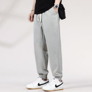 Mens plus Size Casual Pants High Elastic Breathable Sports Long Trousers Large Footwear Fashionable Summer Leisure Wear