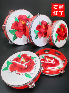 Đàn Trống Thêu Nhảy Dân Tộc Trung Quốc Đỏ Hoa Hồng Thêu Đồ Chơi Nhạc Cụ Trống Thủ Công Cho Trẻ Em