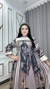 Dress Wanita Salkiya – Pakaian Elegan Katun Rayon Ukuran Standar & Jumbo