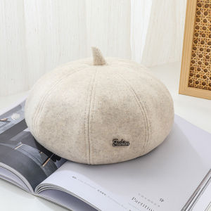 Mũ nồi thời trang nữ vải dạ họa tiết chữ Fashion bằng kim loại có dây rút bên trong mũ 4 màu