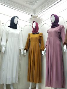 GAMIS POLOS CERUTY WARNA KUNING KUNYIT UKURAN XL LD 120CM