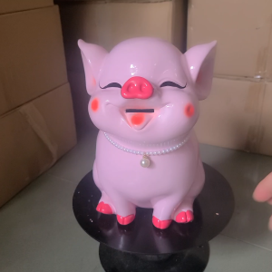 Heo đất tiết kiệm 3D cao cấp sơn bóng màu kem sữa