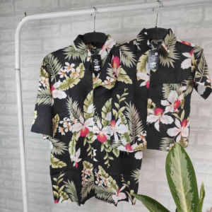 MEGASALE- Baju Kemeja Printing Motif Surfing Pantai Floral Bunga Couple Keluarga (ayah ibu Anak Cewek dan anak cowok)