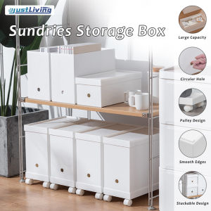 JustLiving Polypropylene File Box Japanese-Style Home Storage Box with Lid Plastic Organizer for Files/ Books/ Kitchen Items Multi-Functional Stackable Container - Lid Can Be Used As A Tray