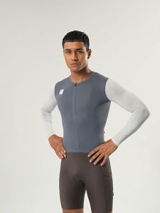 Santic Men Cycling Jersey Breathable Quick Dry Sunscreen Long Sleeve Sports Bicycle Shirt Tops