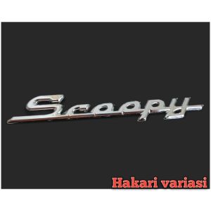 Emblem timbul 3D tulisan SCOOPY latin/gandeng warna CHROME/KROM mengkilap lengkap dengan perekat yang kuat / emblem motor Honda Scoopy latin & gandeng Motorcycle