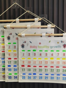 Double Layer Waterproof Canvas Morning Check Health Card Display Wall Storage Bag for Kindergarten Students Cartoon Style