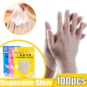 100Pcs/Bag Disposable Transparent Plastic Gloves Waterproof Multifunctional Food-Grade Pe Home Kitchen Cooking Gloves