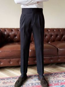 High Waist Italian Neapolitan Mens Casual Business Straight Leg Pants No Ironing Required Spring Fashion Polyester Fiber