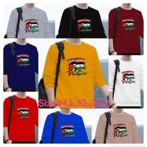 Diskon Spesial Sweater Keren Crewneck Elegan Kaos Pria Trendy Sweatshirt Kasual Indonesia Palestine