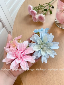 2025 ใหม่ดอกไม้สีชมพูระดับไฮเอนด์สุดแฟรี่กิ๊บติดผมหน้าม้าถ่ายภาพบรรยากาศเครื่องประดับผม