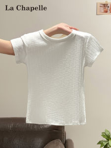 La Chapelle | Korean Style Pitted Stripes Round Neck Thin Simple Casual Fitted Versatile T-shirt