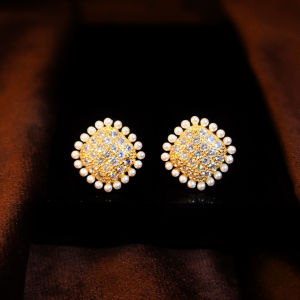 SEQUITO Delicate Pearl Jewelry Silver Plated Full Micro Pave Sparkling AAA Zirconia Geometric Square Stud Earrings Clothing Accessories SE1042