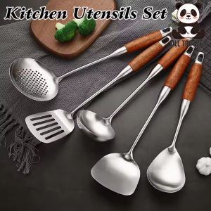 Long Handle Stainless Steel Kitchen Utensils Set Wok Spatula Ladle Tools Cook Equipment Kitchen Accessories Essentials Utensils