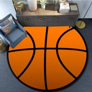 VIKAMA Basketball Rug Round Sports Theme Carpet Soft Non-Slip Gaming Chair Mat for Boys Bedroom Living Room Home Decor