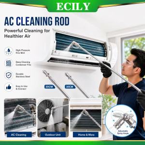Universal AC Cleaning Spray Wand 360° Swivel Nozzle 25° Fan Pattern 1/4" Quick Connect Stainless Steel Brass Joint HVAC Coil Cleaning Tool for Home Air Conditioner Evaporator Fin Maintenance ECILY