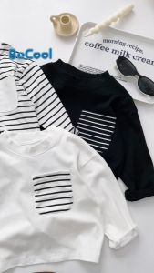 Áo Phông Túi Kẻ Cho Bé BECOOL Áo Phông Dài Tay Chất Cotton Zip Cho Bé Trai-Bé Gái Từ 8-21kg