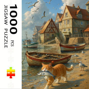 BILIBILI | 500/1000 Pieces Jigsaw Puzzle Seaside Cat-Catching Jigsaw Puzzle Educational Toy for Kids Children s Games Christmas Gift