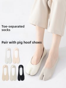MiiOW | Womens Thin Ice Silk Invisible Boat Socks Anti Slip Anti Odor Two Finger Pig Hoof Shoes Socks MiiOW Cat Person Simple Style