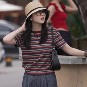 HUOLISI | Youthful Striped Color Blocking Slimming T-Shirt