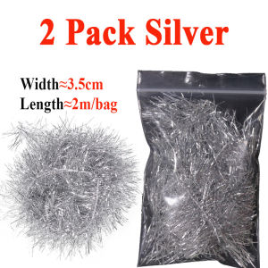 2Bag 3.5cm Width Long Hair Ice Chenille Crystal Flash Fly Tying Material for Saltwater Streamer Fly Marabou Jig Lure