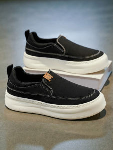 Mens Canvas Slip-On Shoes Breathable Casual Driving Low-Top Fashionable Beijing-Style Summer Rubber Outsole round Toe