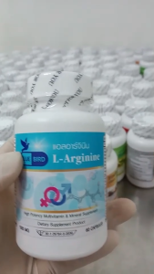 เนื้อหา: แอลอาร์จินีน L-Arginine Plus Zinc Betaglucan ALA Vit C B D E ตรา บลูเบิร์ด ขนาด 1000 มิลลิกรัม 30 และ 60 แคปซูล