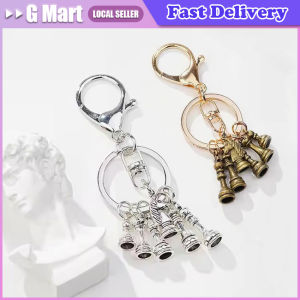 European Retro Chess Keychain Pendant Chess King Queen Rook Knight Pawn Bishop Silver Color Pendant KeyRing Jewelry Gift