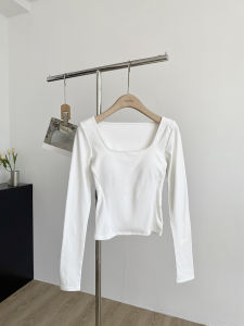 Womens Short Sleeve T-Shirt with Chest Pad Long Sleeve Base Shirt Korean Style Slim Fit Fashionable Autumn 2024 New Arrival