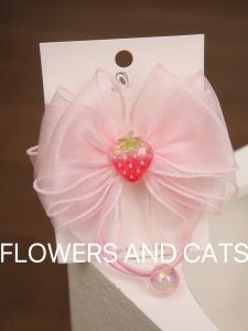 Kids Cartoon Strawberry Hair Band Ballet Head Rope Sweet Girl Bun Mesh Bow Rubber Band Hair Accessories