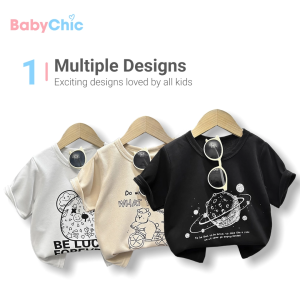 Kids Short Sleeve T Shirt Baju Lengan Pendek Budak Lelaki Perempuan Toddler Tops 6 Months - 6 Years