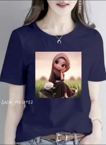 KAOS MOTIF GIRLS HIJAB/TERBARU/ATASAN ONECK COTTON COMBED WANITA