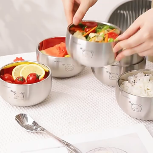 Kitchenut Mangkuk Keluli Tahan Karat Stainless Steel Kids Bowl Soup Bowl Kindergarten Children Tableware Set